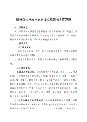 霞浦县公租房租后管理点题整治工作方案.docx