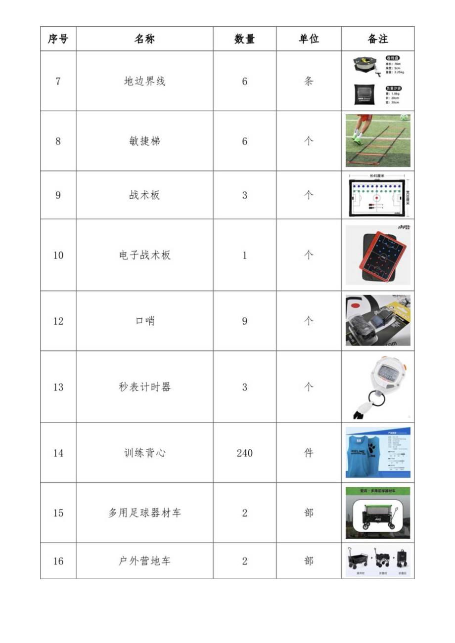 龙岗区青少年业余体校足球项目训练装备器材货物清单明细表.docx_第2页