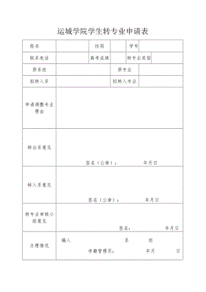 运城学院学生转专业申请表.docx