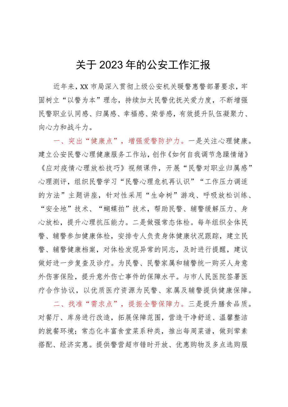 关于2023年的公安工作汇报.docx_第1页