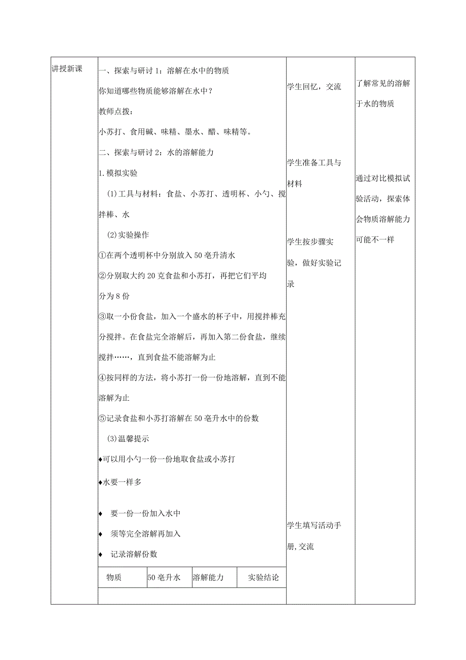 三年级科学上册 第1单元 水 5《水能溶解多少物质》教案2 教科版-教科版小学三年级上册自然科学教案.docx_第2页