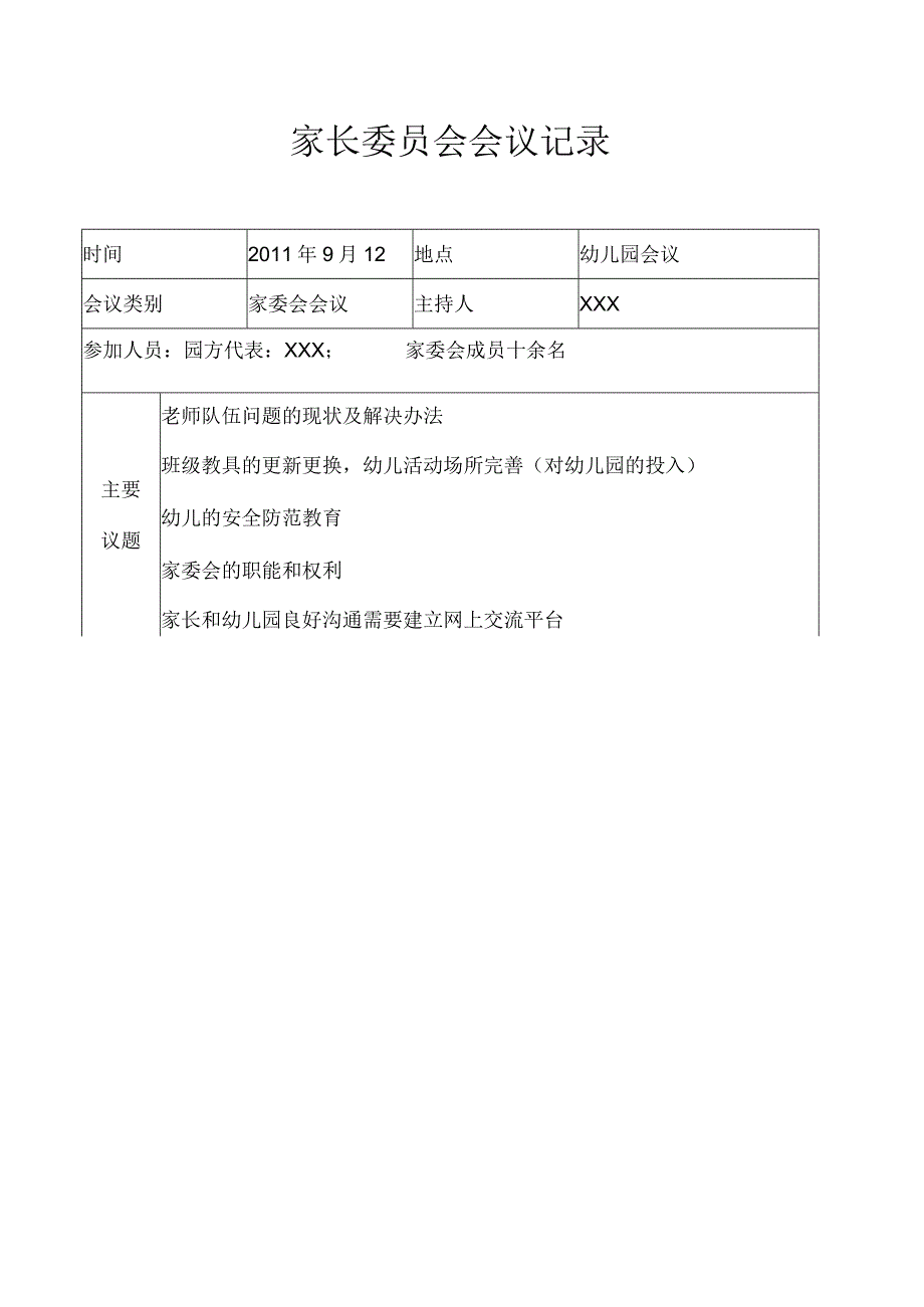 幼儿园家长委员会活动记录.docx_第1页