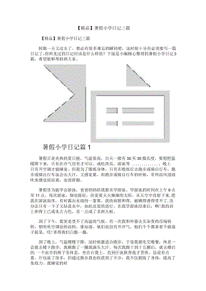 【精品】暑假小学日记三篇.docx