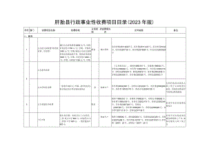 盱眙县行政事业性收费项目目录2023年版.docx