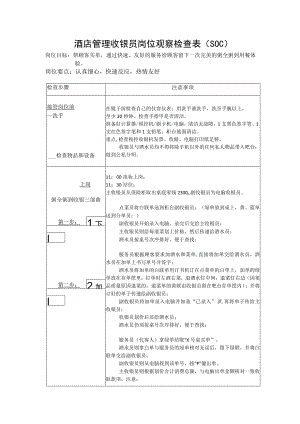 酒店管理收银员岗位观察检查表（SOC）.docx