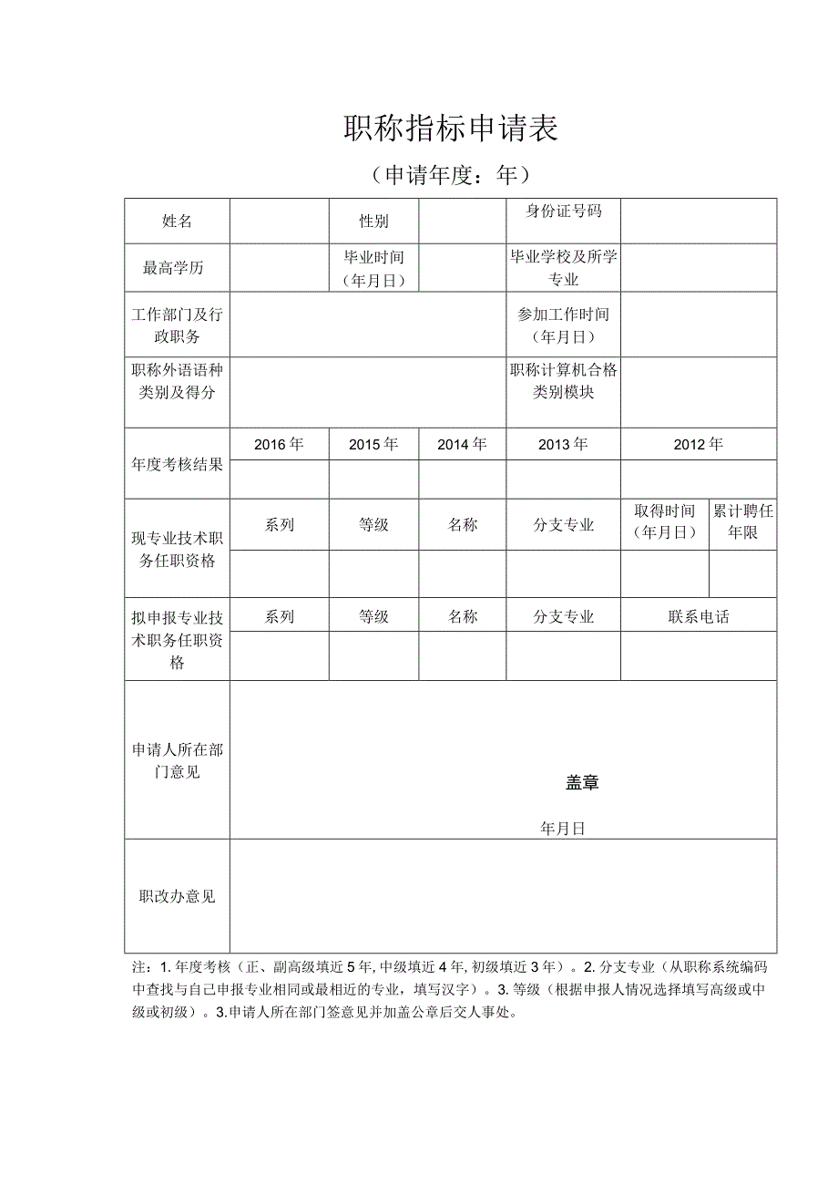 职称指标申请表.docx_第1页