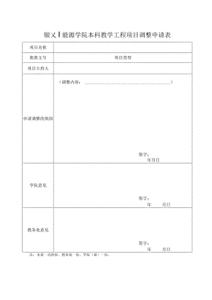 银川能源学院本科教学工程项目调整申请表.docx