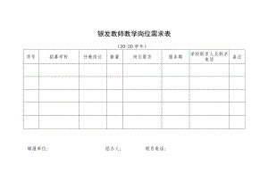 银发教师教学岗位需求表.docx