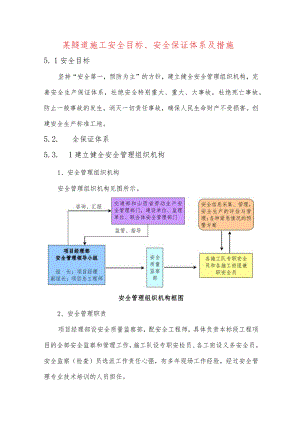 某隧道施工安全目标、安全保证体系及措施.docx