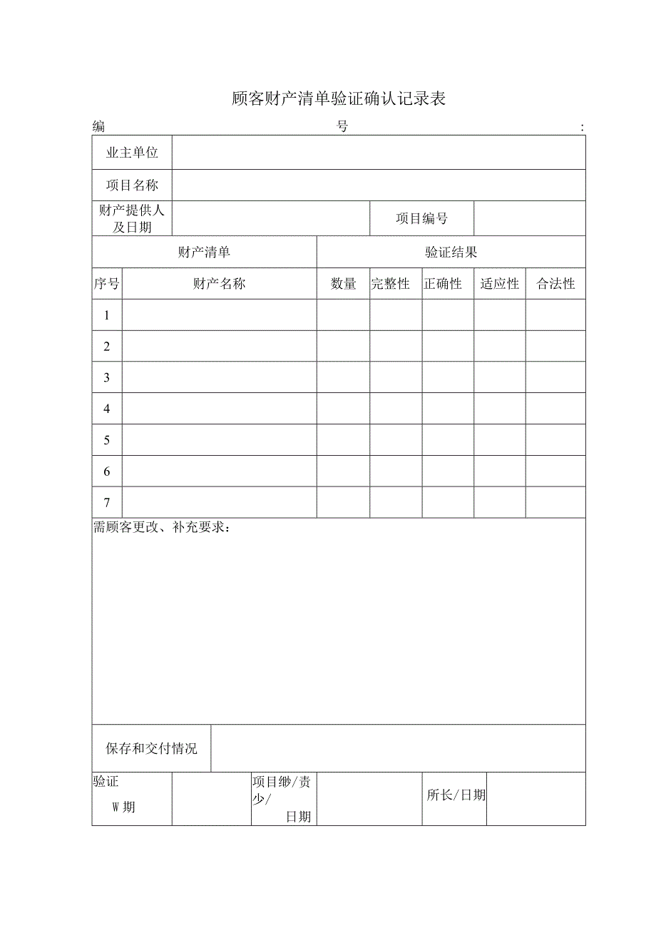 顾客财产清单验证确认记录表.docx_第1页