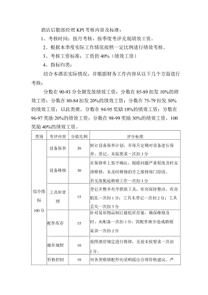 酒店后勤部经理KPI考核内容及标准.docx