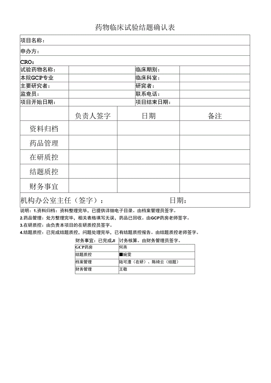 药物临床试验结题确认表.docx_第1页