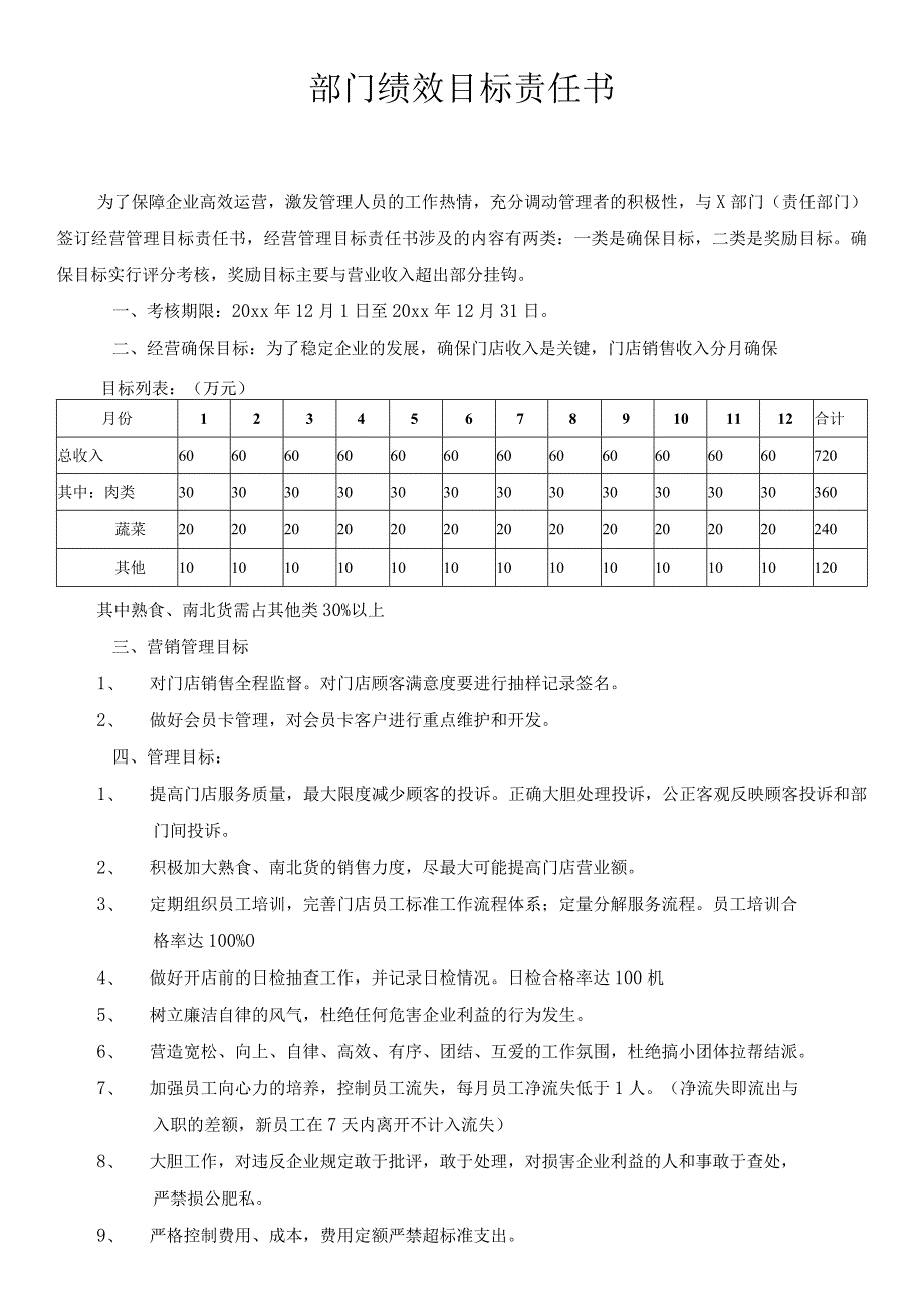 部门绩效目标责任书.docx_第1页