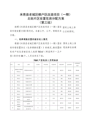 米易县老城区棚户区改造项目一期北街片区安置住房分配方案第三组.docx