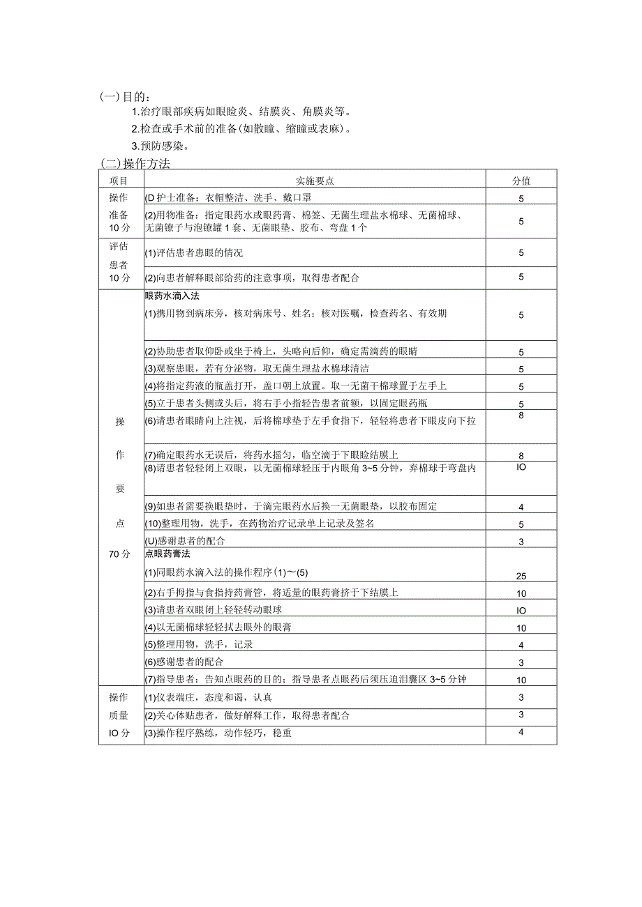 眼部给药法护理操作规范考核评分标准.docx_第2页