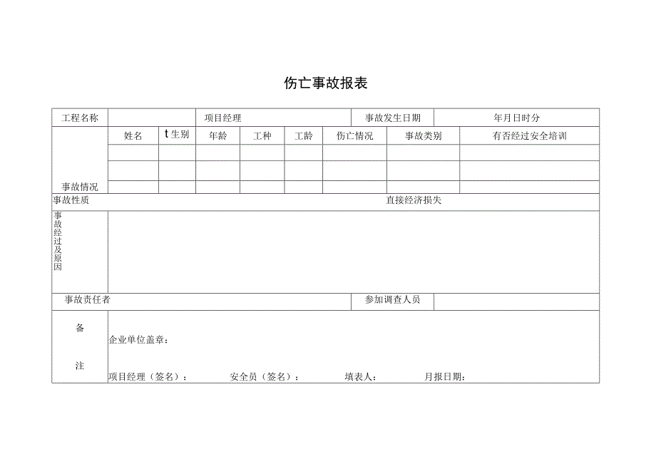 伤亡事故报表.docx_第1页