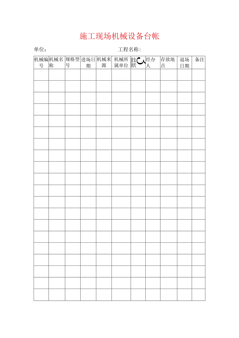 施工现场机械设备台帐.docx_第1页