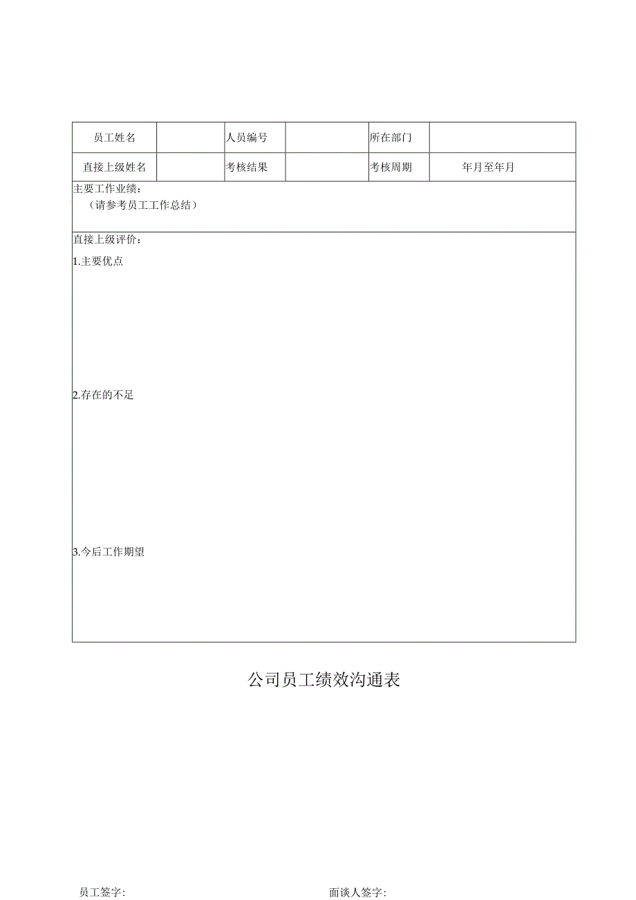 公司员工绩效沟通表.docx_第1页