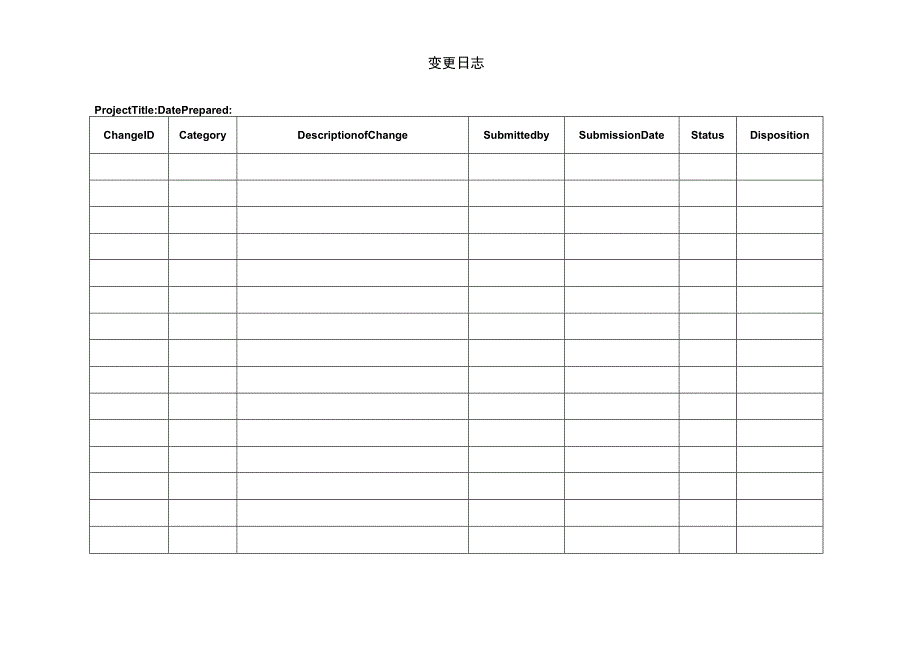 项目管理英文模板-变更日志.docx_第1页