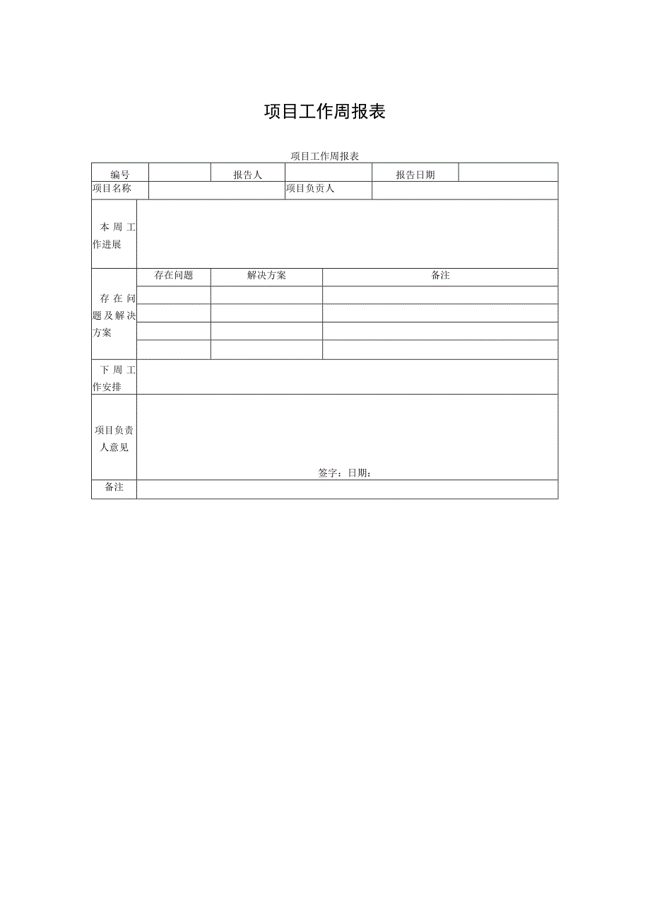 项目工作周报表.docx_第1页