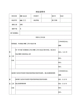 hse安全管理员岗位说明书.docx