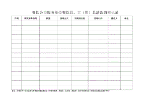 餐饮公司服务单位餐饮具、工（用）具清洗消毒记录.docx