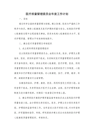 医疗质量管理委员会年度工作计划.docx