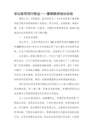 学以致用 笃行致远——暑期教师培训总结.docx