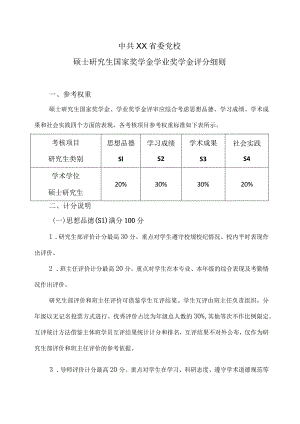 XX省委党校硕士研究生国家奖学金学业奖学金评分细则.docx