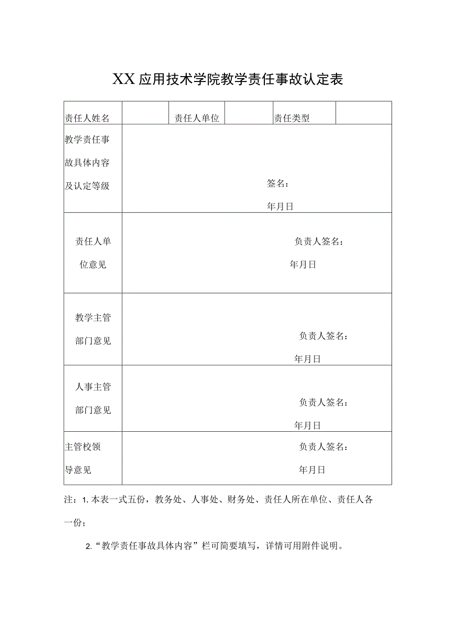 XX应用技术学院教学责任事故认定表.docx_第1页