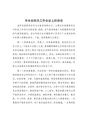 市长在防汛工作会议上的讲话.docx