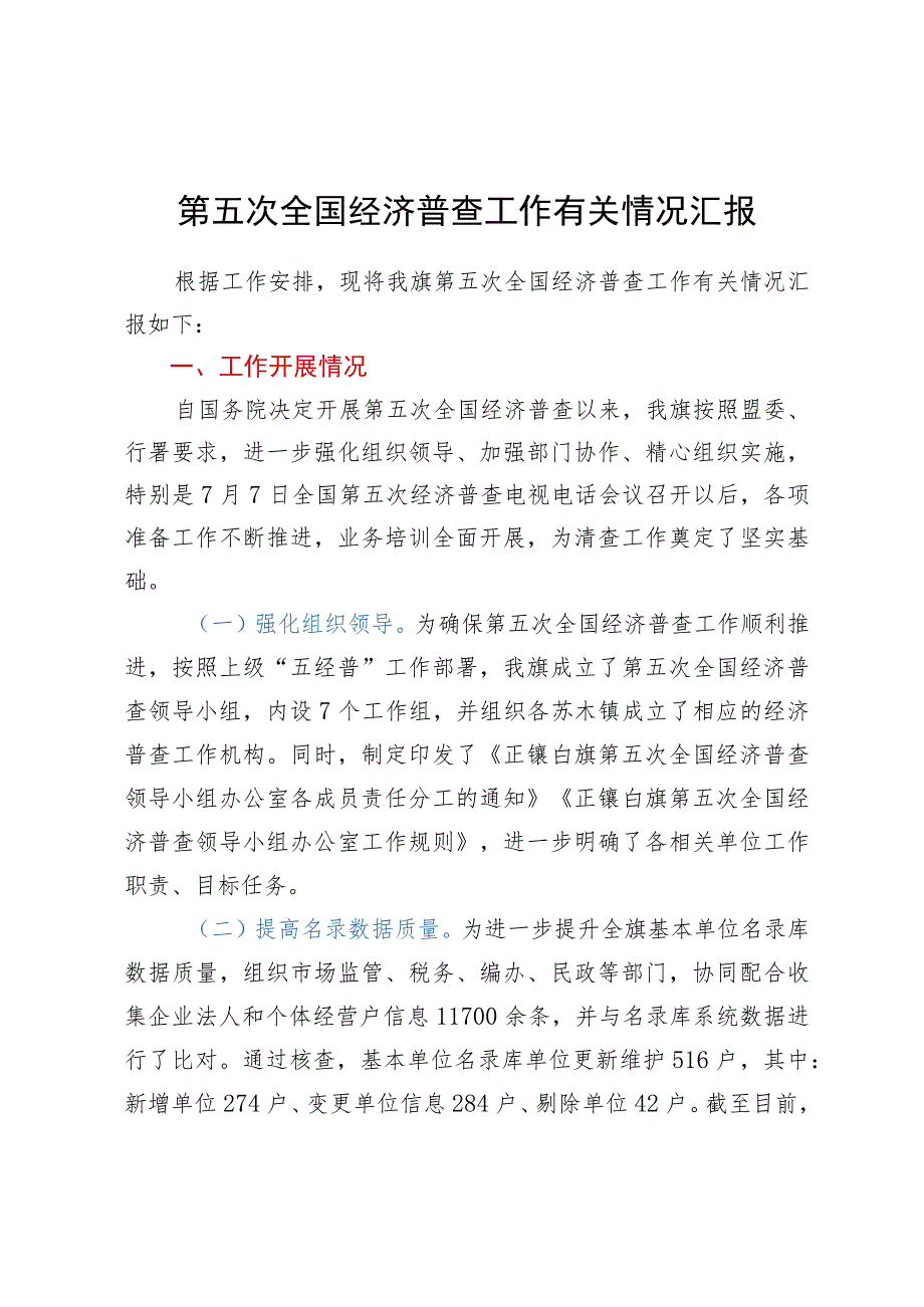 第五次全国经济普查工作有关情况汇报.docx_第1页