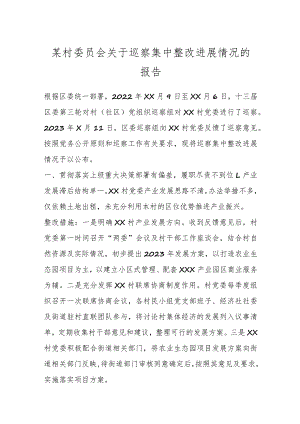 某村委员会关于巡察集中整改进展情况的报告.docx