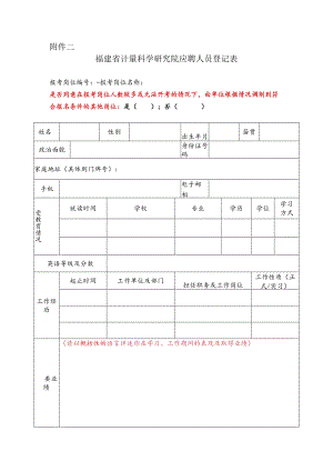 附件二： 福建省计量科学研究院应聘人员报名登记表.docx