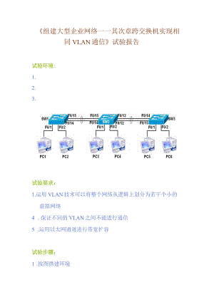 《组建大型企业网络——第二章 跨交换机实现相同VLAN通信 》实验报告.docx