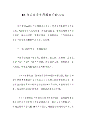 XX市国资委主题教育阶段总结.docx