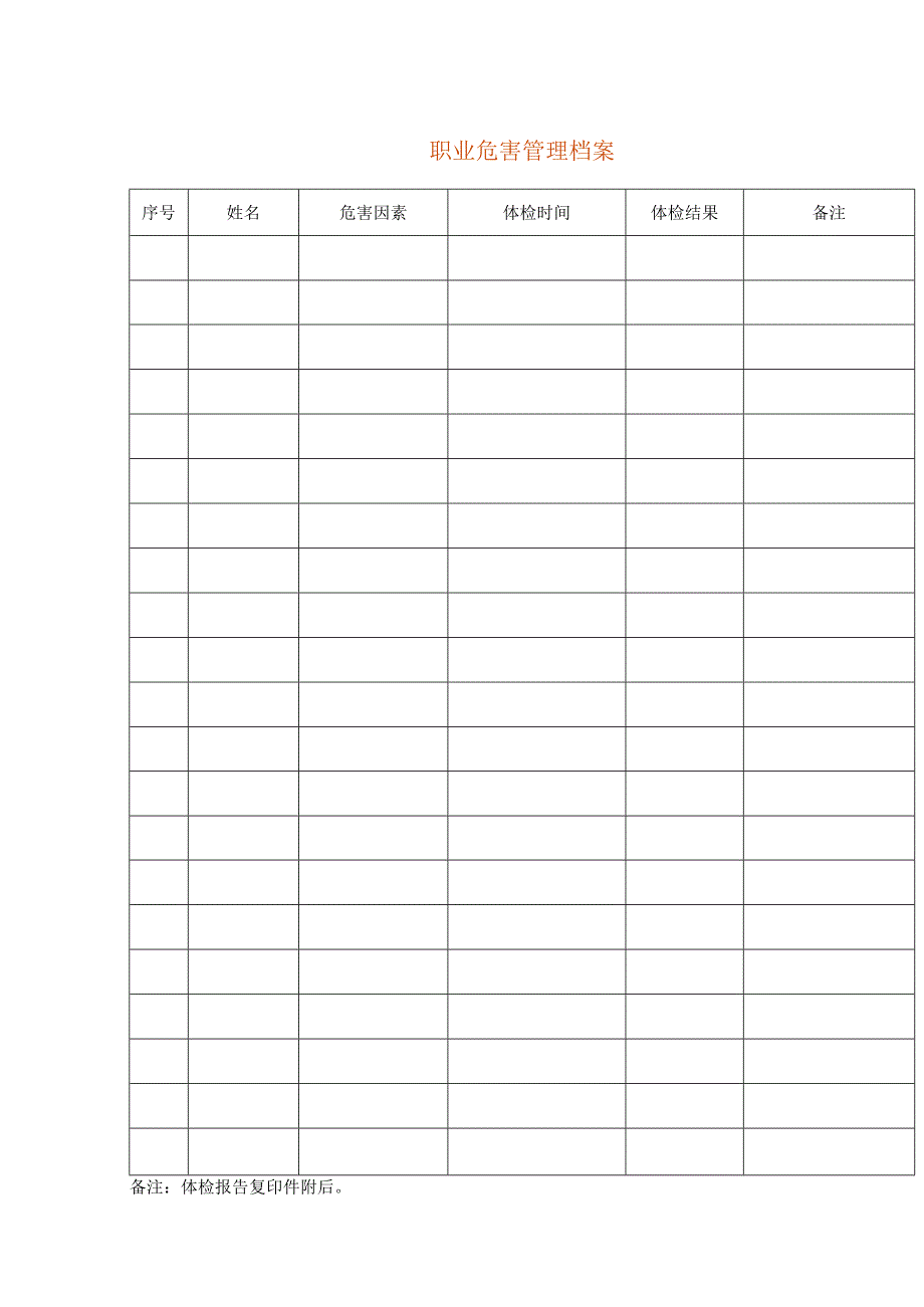 员工职业危害管理台账模板.docx_第1页