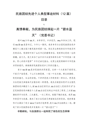 民族团结先进个人典型事迹12篇（简练版）.docx