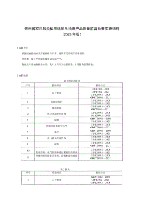 贵州省家用和类似用途插头插座产品质量监督抽查实施细则（2023年版）.docx