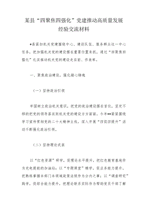 某县“四聚焦四强化”党建推动高质量发展经验交流材料.docx