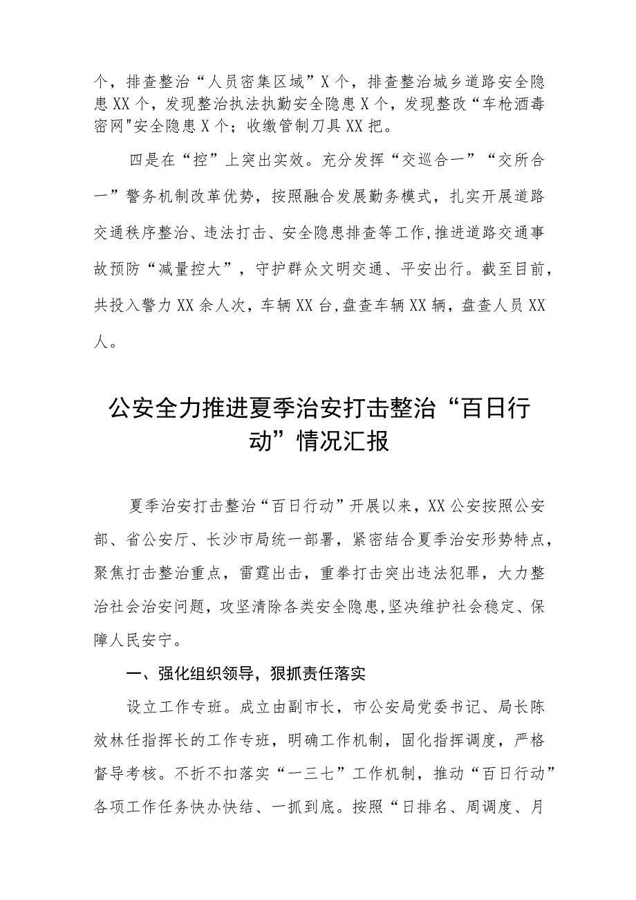 公安深入推进夏季治安打击整治“百日行动”工作总结报告七篇.docx_第2页