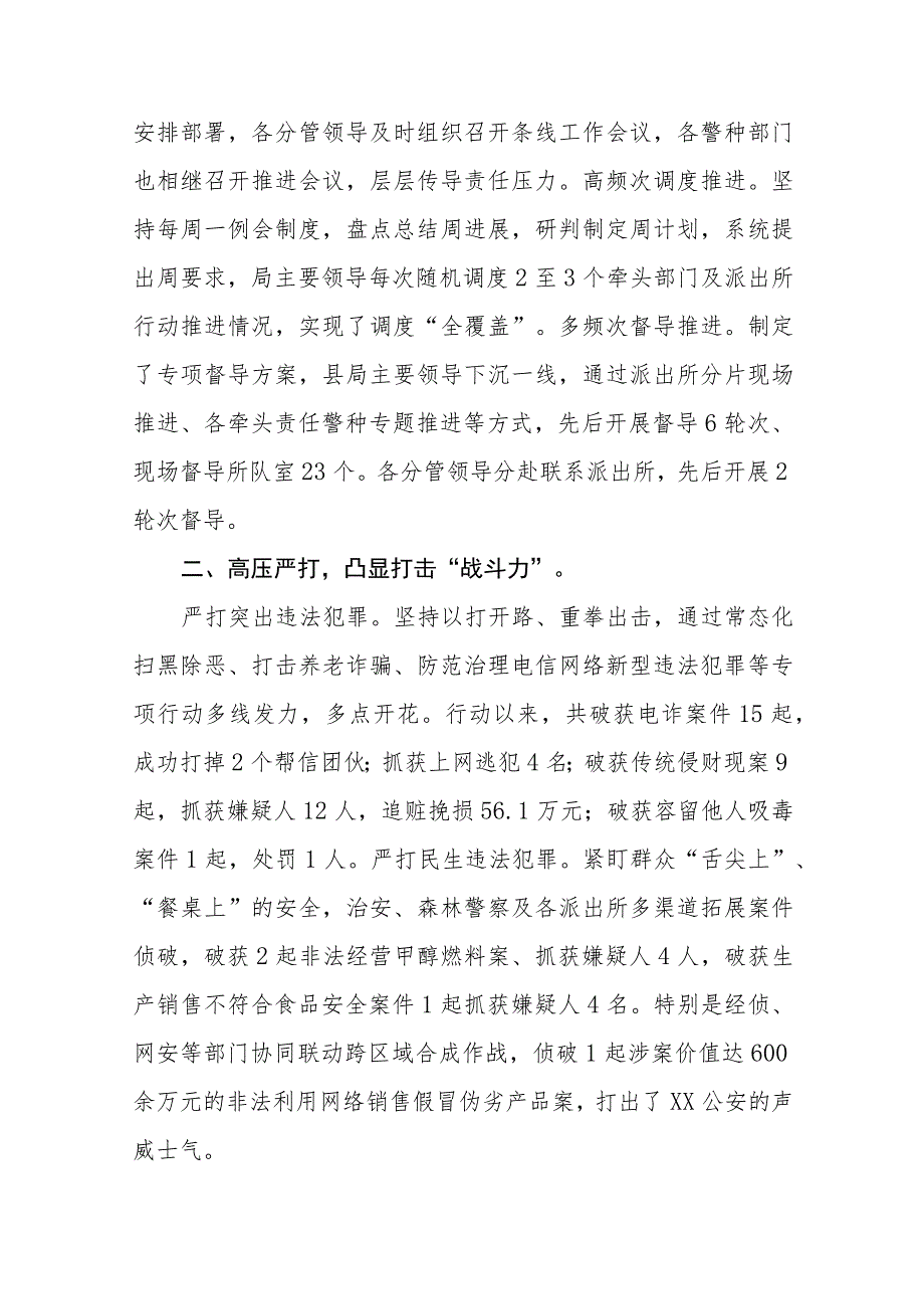 公安夏季治安打击整治“百日行动”进展情况汇报七篇.docx_第3页