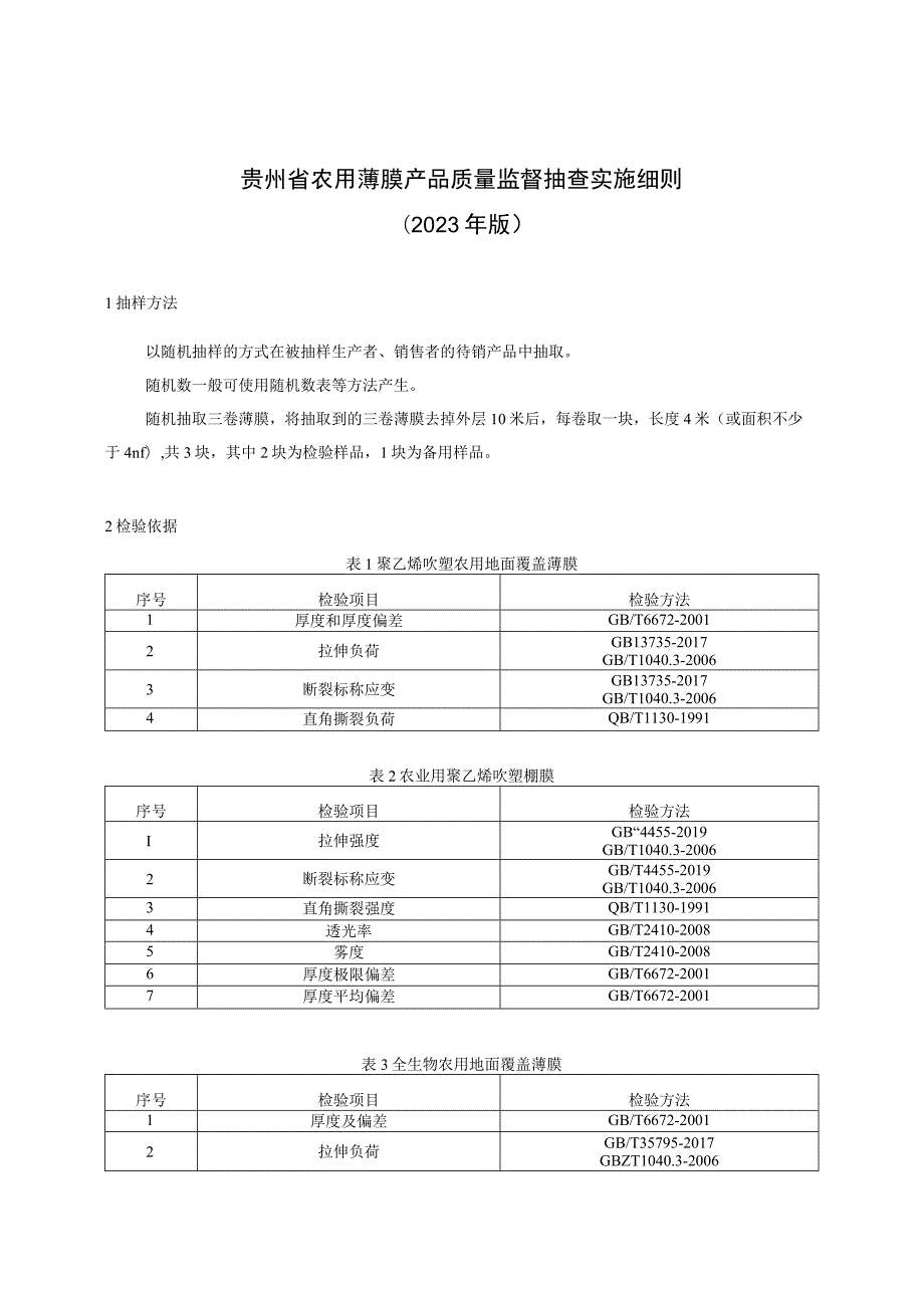 贵州省农用薄膜产品质量监督抽查实施细则（2023年版）.docx_第1页