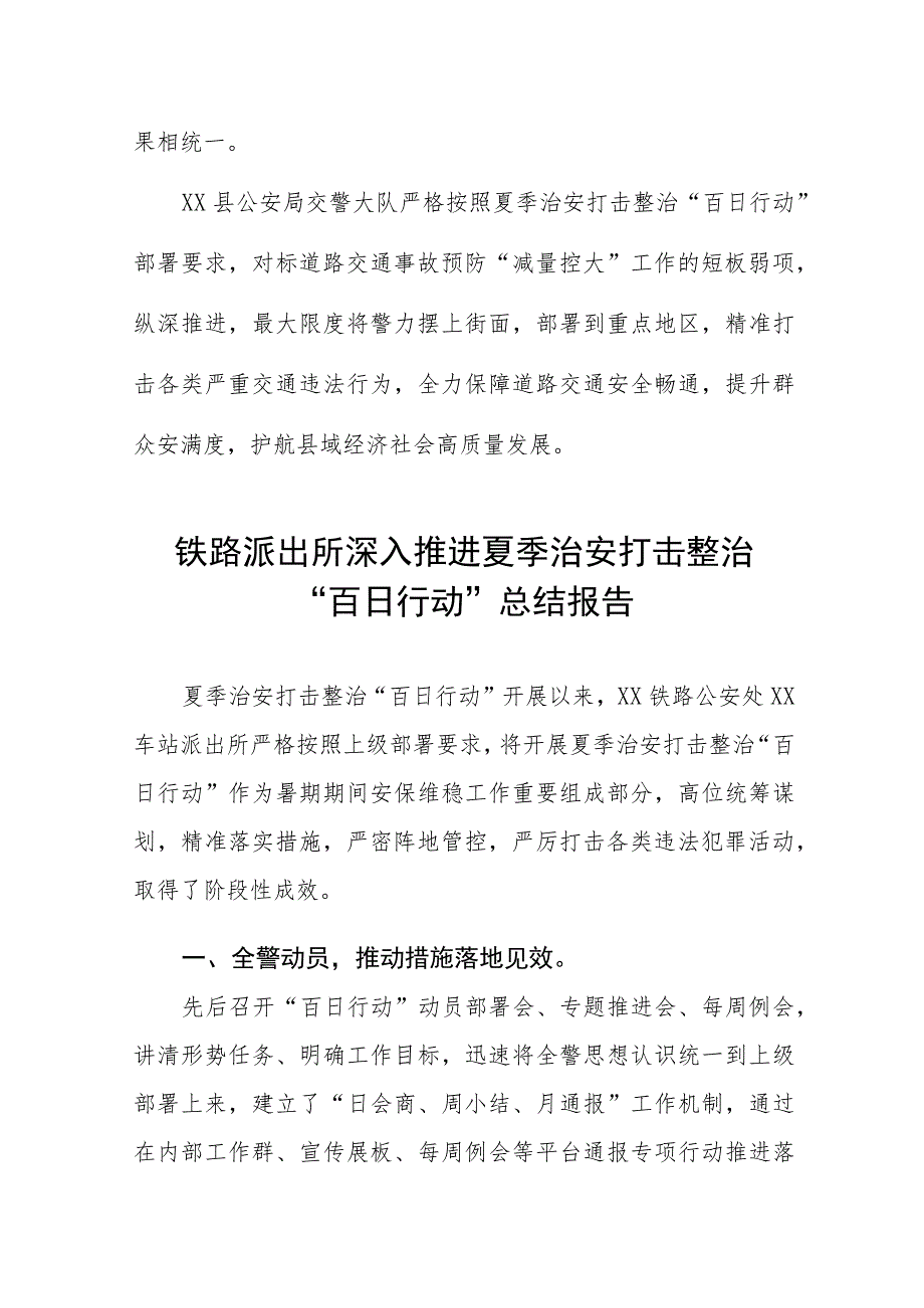 公安交警大队夏季治安打击整治“百日行动”情况总结报告七篇.docx_第3页