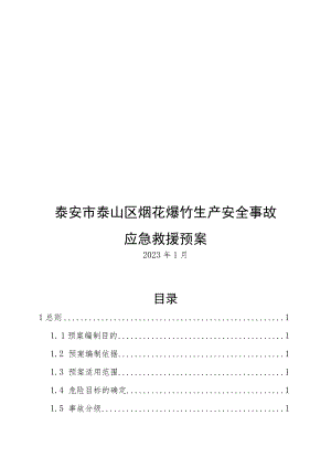 泰安市泰山区烟花爆竹生产安全事故应急救援预案.docx