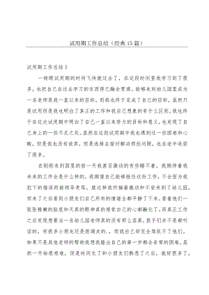 试用期工作总结(经典15篇).docx