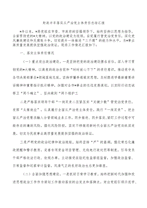 财政半年落实从严治党主体责任总结汇报.docx