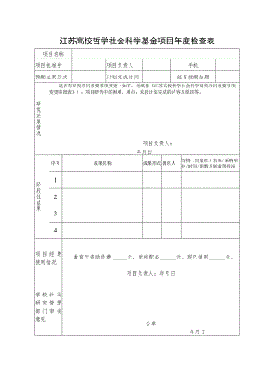 江苏高校哲学社会科学基金项目年度检查表.docx