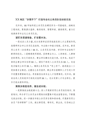 XX地区“多管齐下”打造专业化公务员队伍经验交流.docx