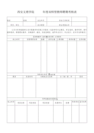 西安文理学院年度双师型教师聘期考核表.docx